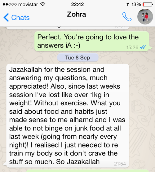 Testimonial from Zohra